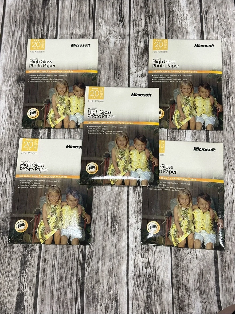 Microsoft High Gloss Photo Paper 4x6 20 Sheets Each 7mil, 225gsm Lot Of 5